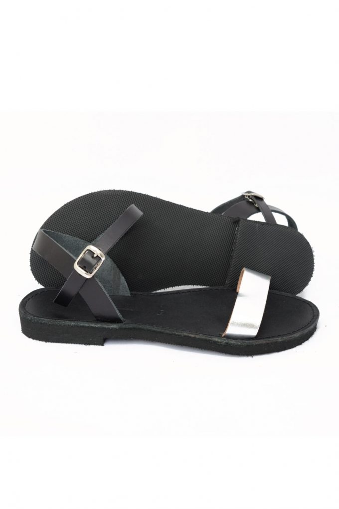 Sandale FUNKY CASUAL, argintiu - negru | sandalefaine.ro