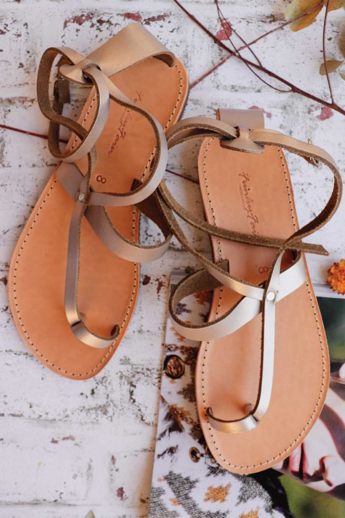Sandale grecesti FUNKY TOUCH grej metalic | sandalefaine.ro